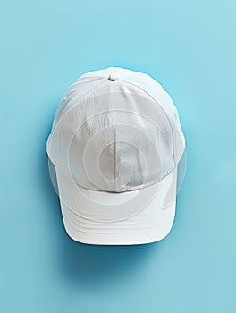 White Cap on Blue Background