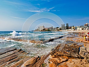 Waves Washing Over Ocean Pool, Cronulla Beach, Sydney, Australia