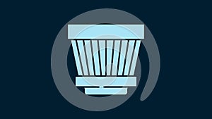 White Car air filter icon isolated on blue background. Automobile repair service symbol. 4K Video motion graphic
