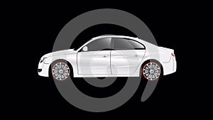 White Car Animation Transparent Background 4K