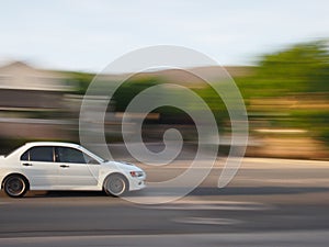 White car with blur