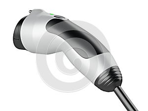 White car charger power plug and supply electric cable.