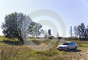 White car in the country