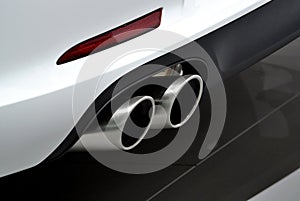 White car exhaust pipe