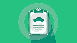 White Car inspection icon isolated on green background. Car service. 4K Video motion graphic animation