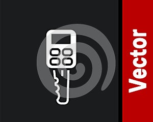 White Car key with remote icon isolated on black background. Car key and alarm system. Vector Illustration