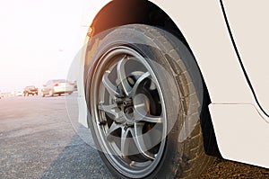 White Car wheels. steel alloy car disks.
