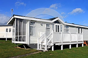 White caravan on a trailer park