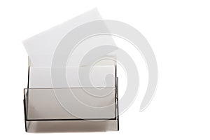 White card on a box (space for text)