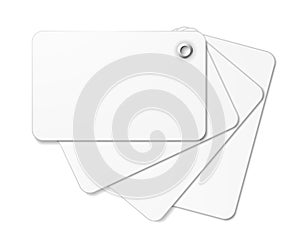 White card pack fastened together with rivet. photo