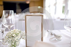 White card textfield at luxury dinner table