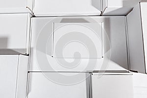 White cardboard boxes different sizes