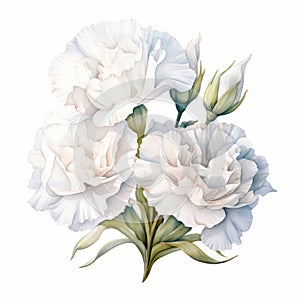 White Carnation Watercolor Illustration For Card