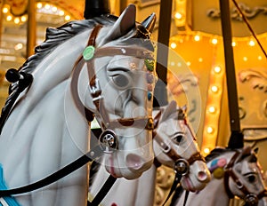 White Carousel Horses
