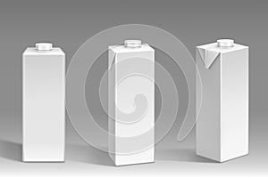 White carton pack, blank box for milk or juice