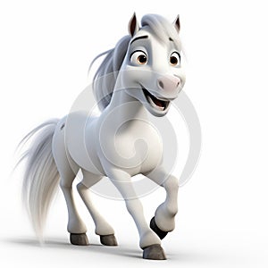 White Cartoon Horse In 3d Suit: Disney Animation Style