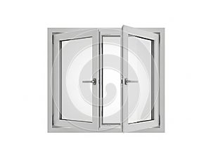 White casement windows open