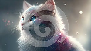 White Cat Full Shot. Generative AI
