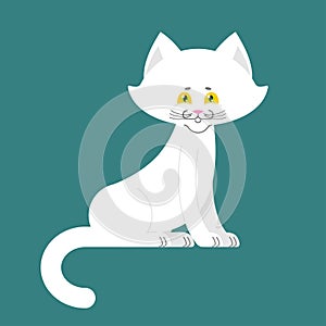 White Cat isolated. cute kitten is sitting. Pet