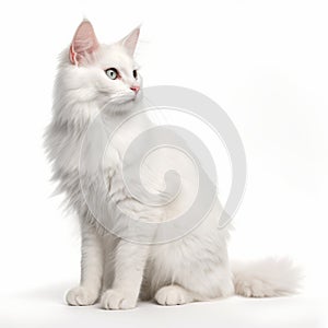 Elegant Turkish Angora Cat In Classic White - 8k Resolution photo