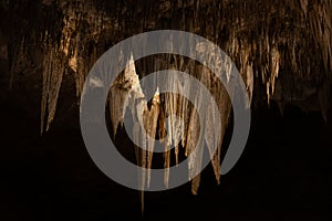 White Cathedral Formation Hangs from Top of Carlsbad Caverns