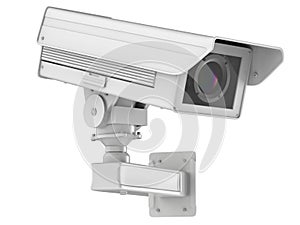 White cctv camera or security camera isolated on white