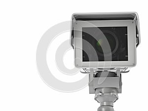 White cctv camera or security camera isolated on white