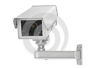 White cctv camera or security camera isolated on white