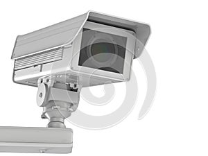 White cctv camera or security camera isolated on white