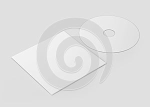 White CD-DVD Compact Disk Mockup, blank cover 3d Rendered on Light Gray Background