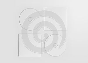 White CD-DVD Compact Disk Mockup, blank cover 3d Rendered on Light Gray Background