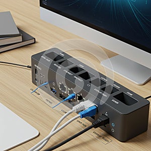 White ceiling-mounted wireless access point with a sleek, rectangular design