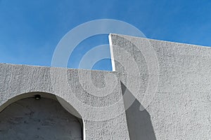 white cement architecture background with blue sky