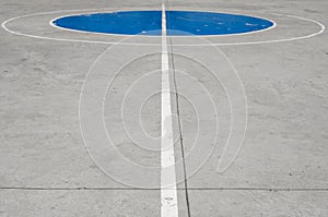 White center lines on concrete street basketball court - sport f