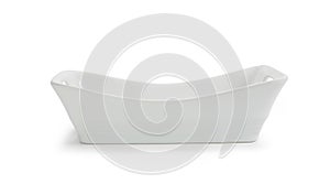White ceramic baking dish on white background