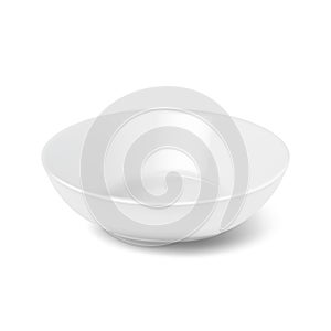 White ceramic bowl, plate or saucer for food, dish on a white background.