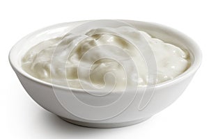 White ceramic bowl of skyr yoghurt.