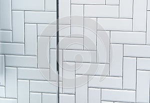 White ceramic brick tile wall mix with glass,modern abstract texture background