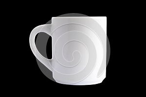 White Ceramic Coffee Mug on the iSolated Black Background