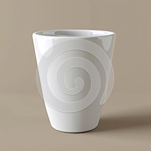 White Ceramic Cup Isolated on Beige Background Photo