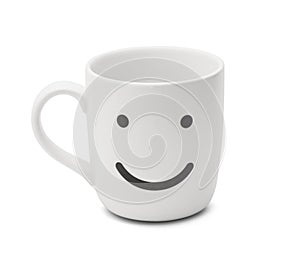 White ceramic cup is isolated on white background.