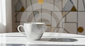 White Ceramic Cup on Marble Surface