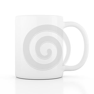 White ceramic mug empty blank for coffee or tea