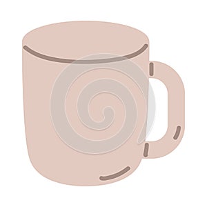 White Ceramic Mug with Handle as Cooking Utensil Vector Illustration