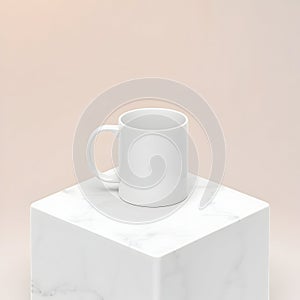 White mug on marble pedestal ceramic mug coffee cup