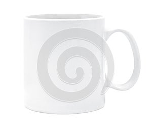 White ceramic mug isolated on white background with clipping path