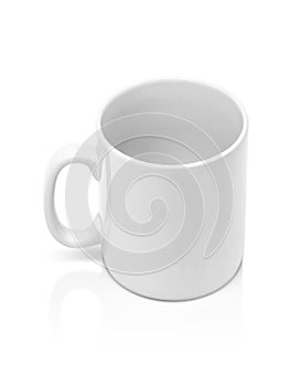 White ceramic mug isolated on white background