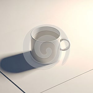 The mug has a smooth finish, a simple cylindrical shape, and a single handle