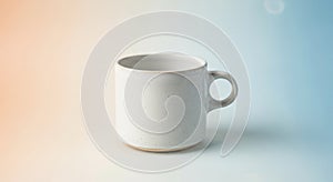 White ceramic mug on a smooth