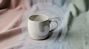 White ceramic mug with a smooth,